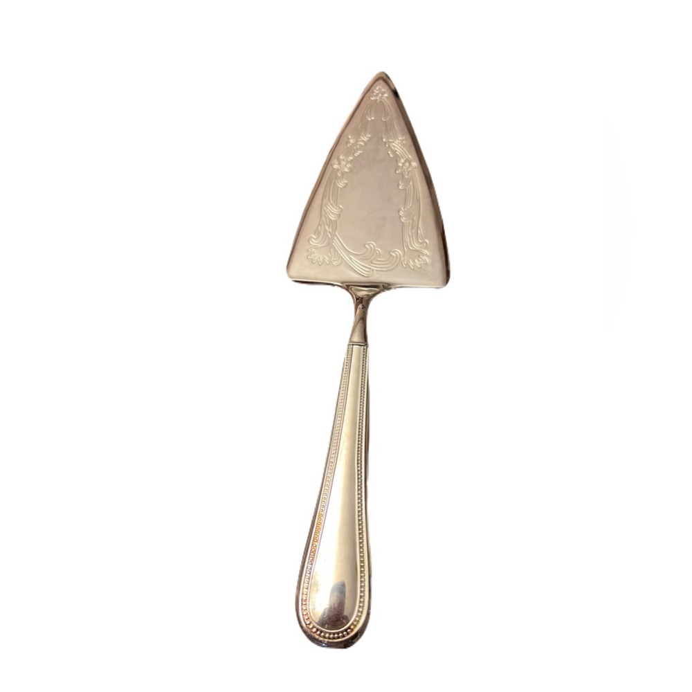 Vintage silver-plated etched wedding cake server